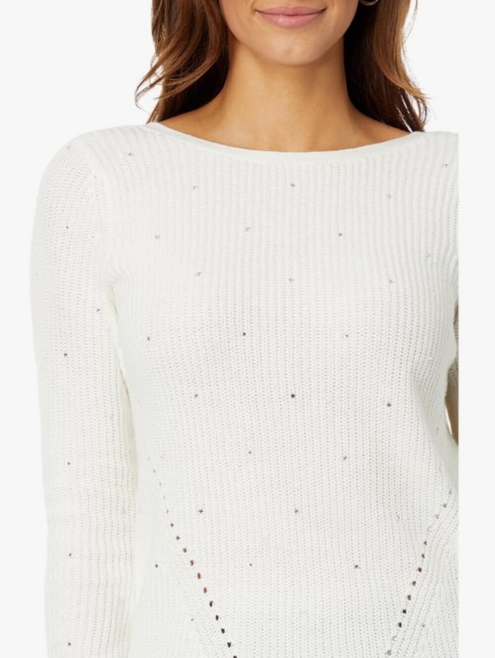 Lilly Pulitzer Anna May Sweater Size L White Knit Pullover Rhinestone Coastal